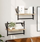 VidaXL Wandschappen met stangen 2 st 40x25x30 cm sonoma eikenkleurig
