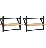 VidaXL Wandschappen met stangen 2 st 40x25x30 cm sonoma eikenkleurig