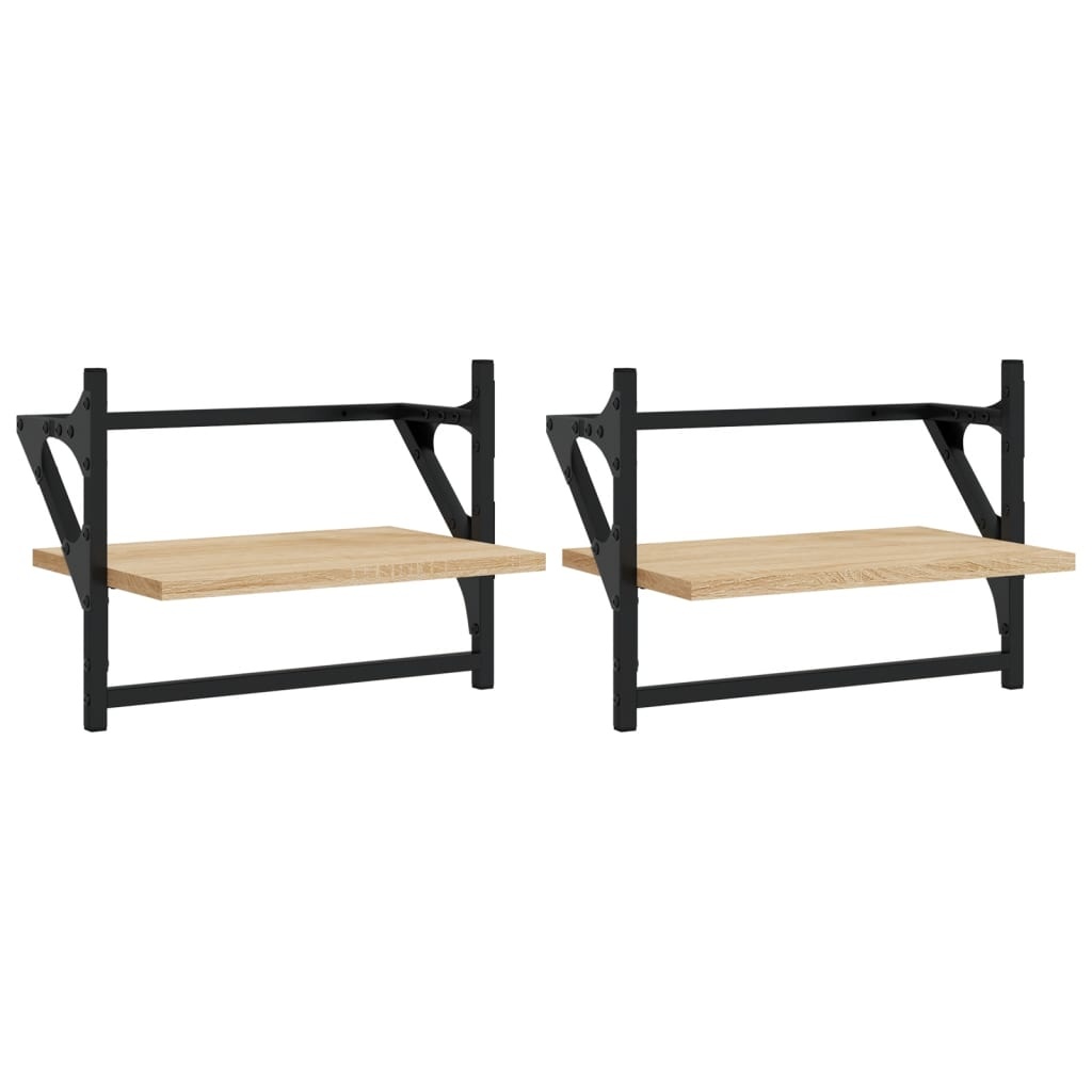 VidaXL Wandschappen met stangen 2 st 40x25x30 cm sonoma eikenkleurig