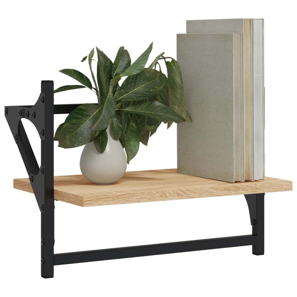 VidaXL Wandschappen met stangen 2 st 40x25x30 cm sonoma eikenkleurig
