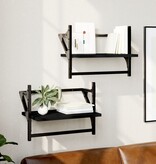 VidaXL Wandschappen met stangen 2 st 40x25x30 cm zwart