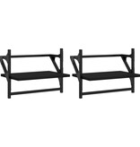 VidaXL Wandschappen met stangen 2 st 40x25x30 cm zwart