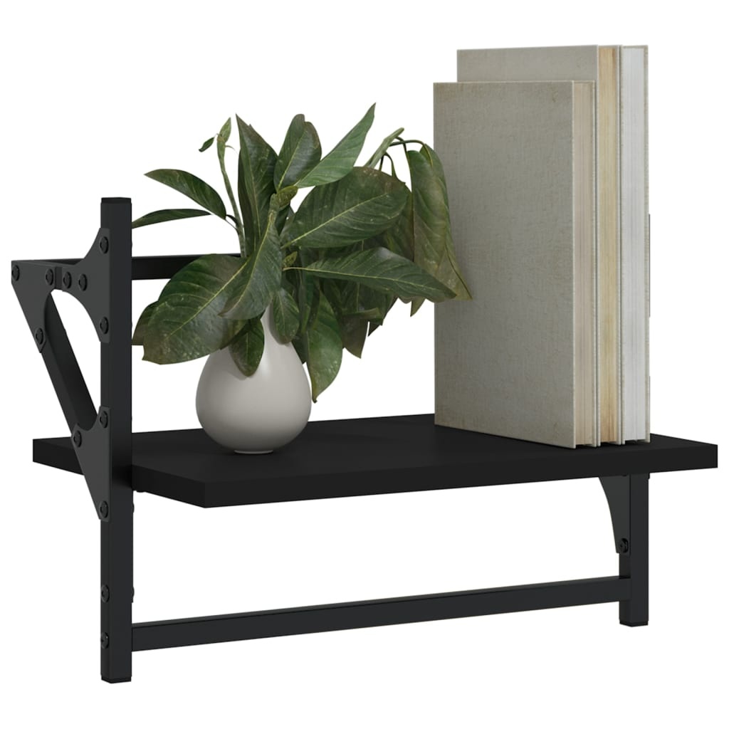 VidaXL Wandschappen met stangen 2 st 40x25x30 cm zwart