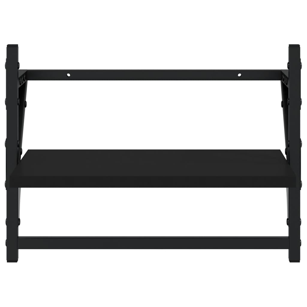 VidaXL Wandschappen met stangen 2 st 40x25x30 cm zwart