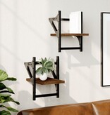 VidaXL Wandschappen met stangen 2 st 20x25x30 cm bruin eikenkleur