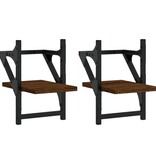 VidaXL Wandschappen met stangen 2 st 20x25x30 cm bruin eikenkleur