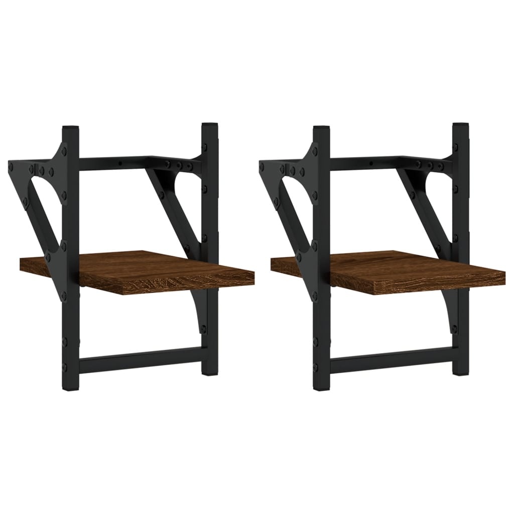 VidaXL Wandschappen met stangen 2 st 20x25x30 cm bruin eikenkleur