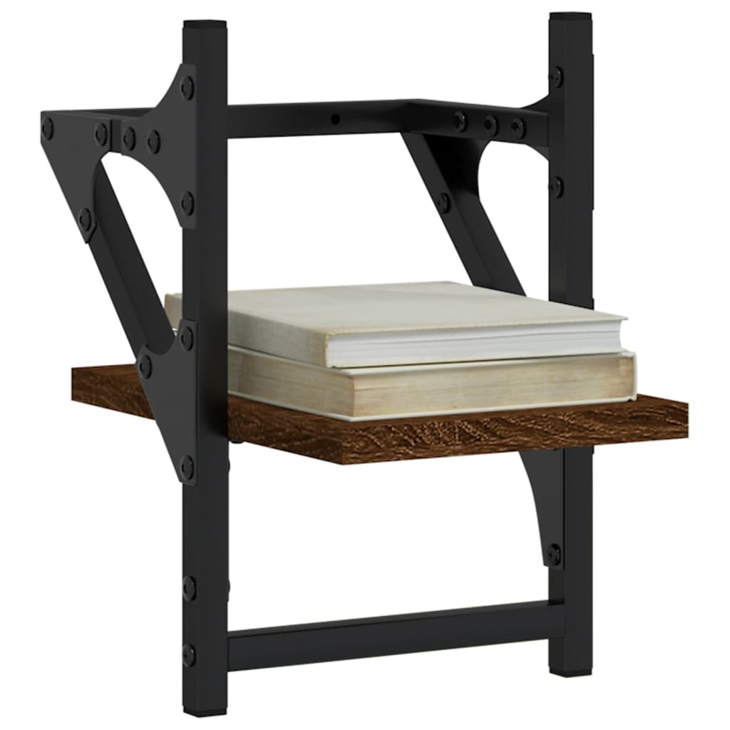 VidaXL Wandschappen met stangen 2 st 20x25x30 cm bruin eikenkleur