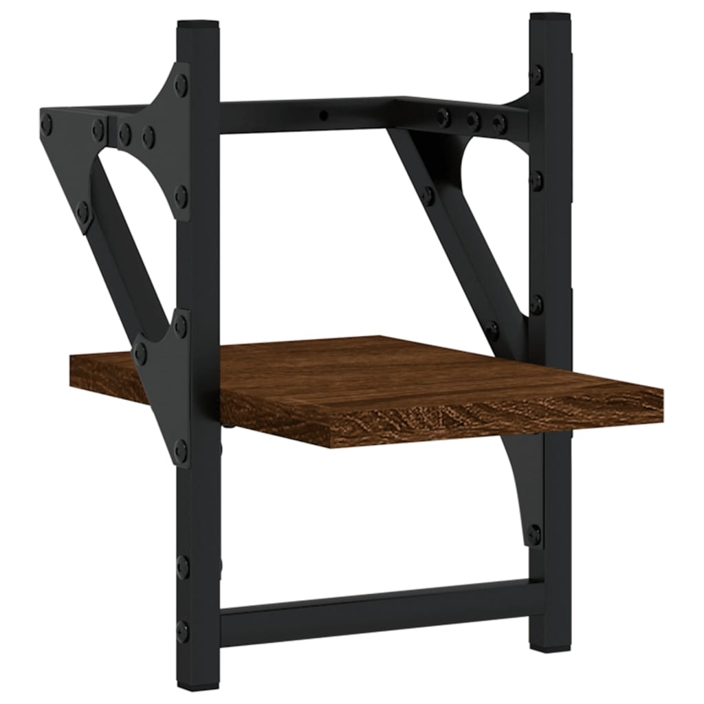 VidaXL Wandschappen met stangen 2 st 20x25x30 cm bruin eikenkleur