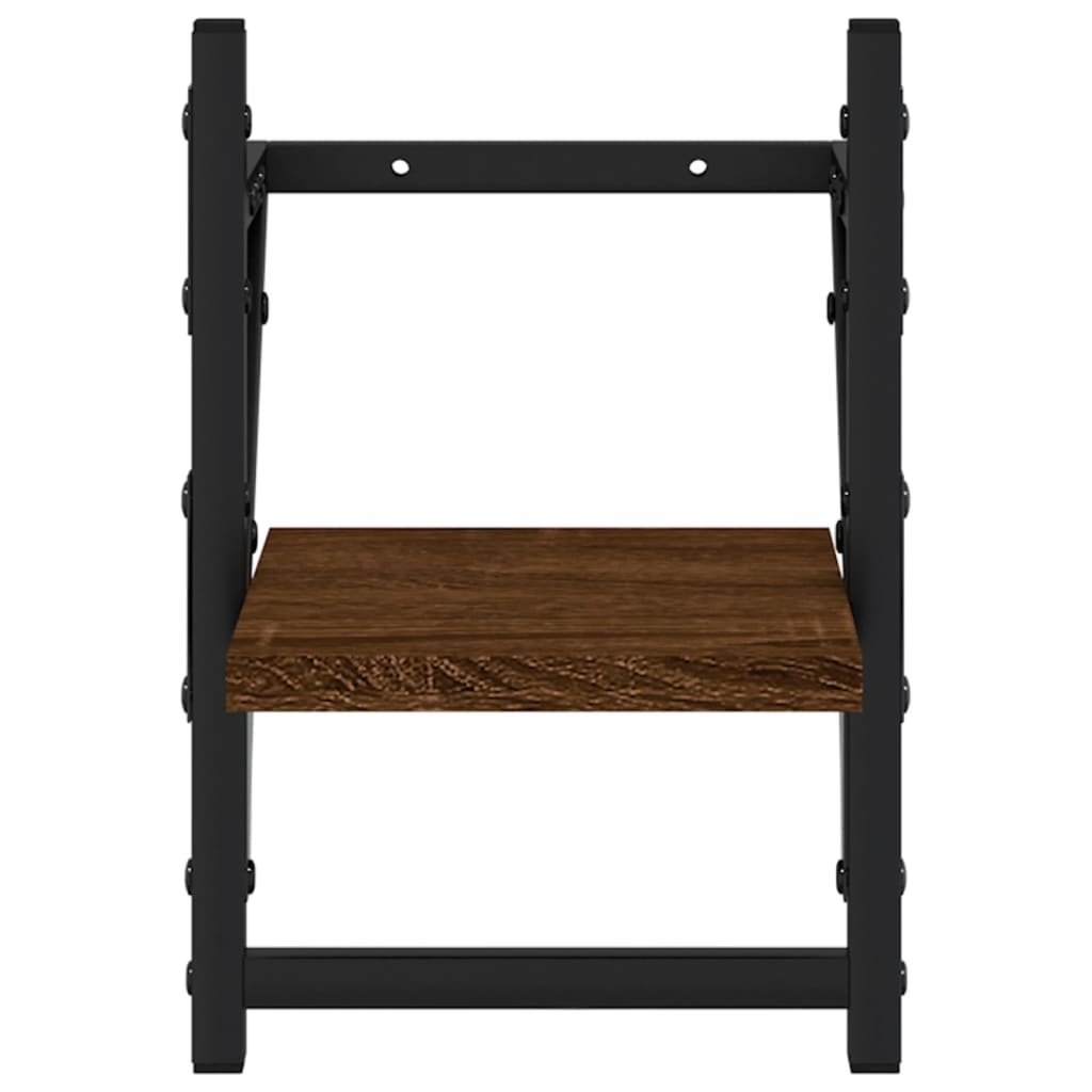 VidaXL Wandschappen met stangen 2 st 20x25x30 cm bruin eikenkleur