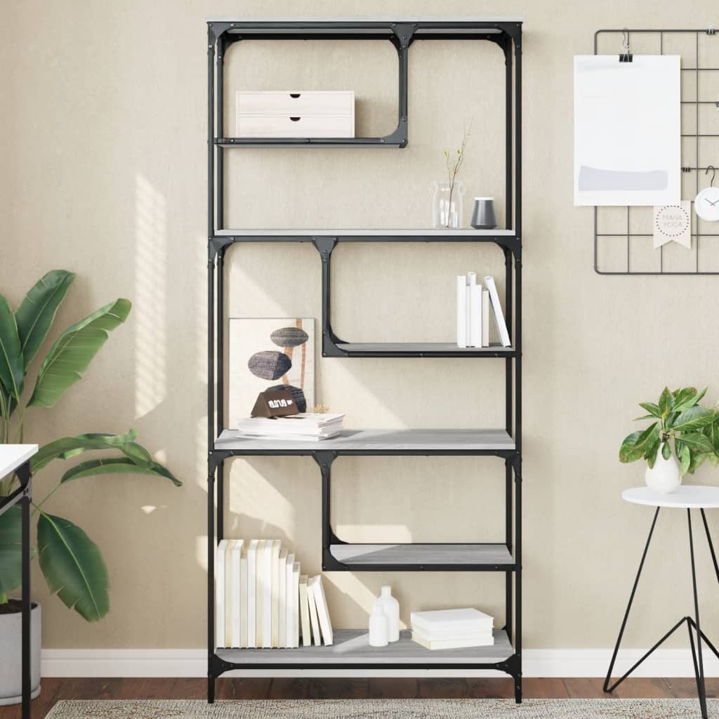 VidaXL Boekenkast 81x36x176 cm bewerkt hout grijs sonoma eikenkleurig