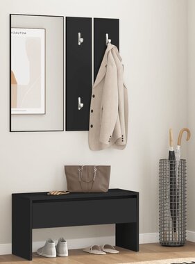 VidaXL Halmeubelset bewerkt hout zwart