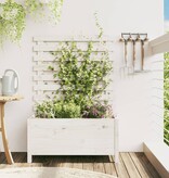 VidaXL Plantenbak met rek 79x39,5x114 cm massief grenenhout wit