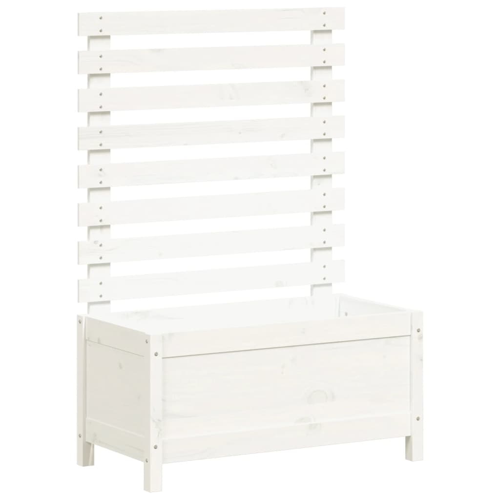 VidaXL Plantenbak met rek 79x39,5x114 cm massief grenenhout wit