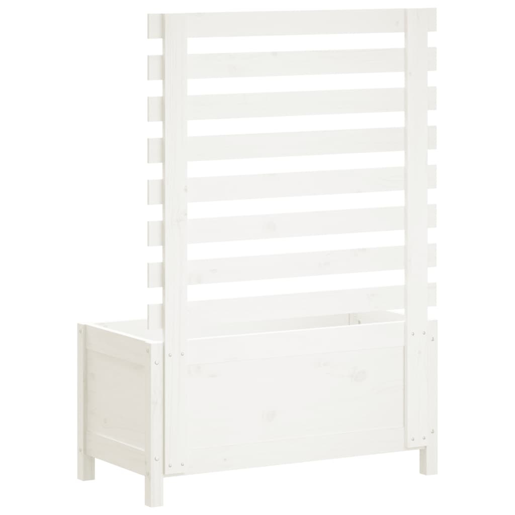 VidaXL Plantenbak met rek 79x39,5x114 cm massief grenenhout wit
