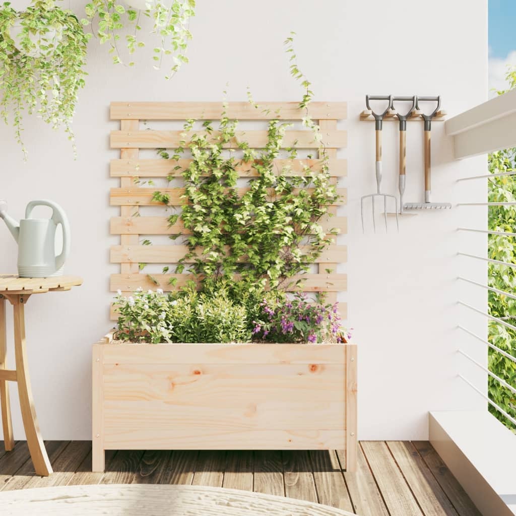 VidaXL Plantenbak met rek 79x39,5x114 cm massief grenenhout