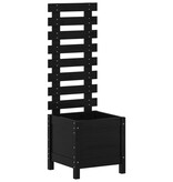 VidaXL Plantenbak met rek 39x39,5x114 cm massief grenenhout zwart