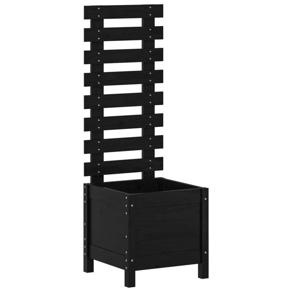 VidaXL Plantenbak met rek 39x39,5x114 cm massief grenenhout zwart