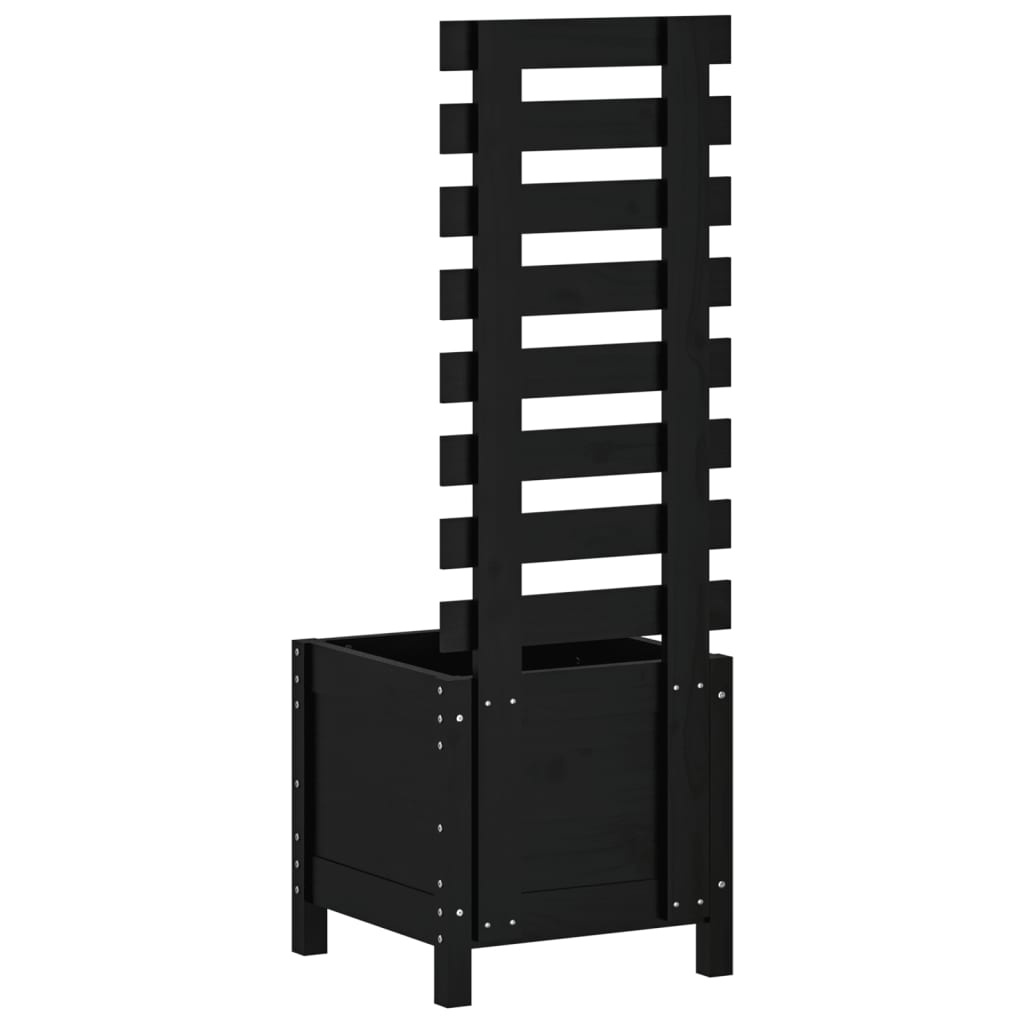 VidaXL Plantenbak met rek 39x39,5x114 cm massief grenenhout zwart