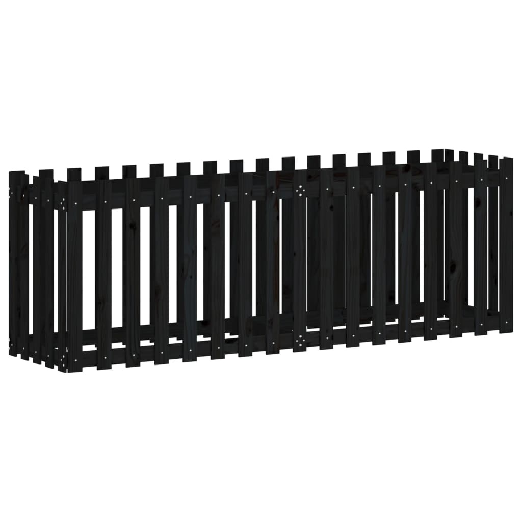 VidaXL Plantenbak verhoogd hekontwerp 200x50x70 cm grenenhout zwart
