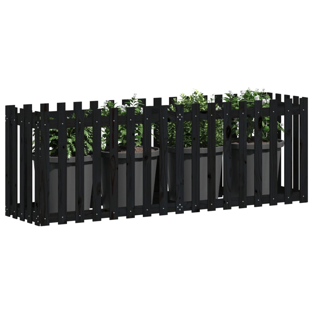 VidaXL Plantenbak verhoogd hekontwerp 200x50x70 cm grenenhout zwart