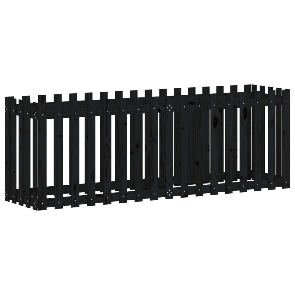VidaXL Plantenbak verhoogd hekontwerp 200x50x70 cm grenenhout zwart