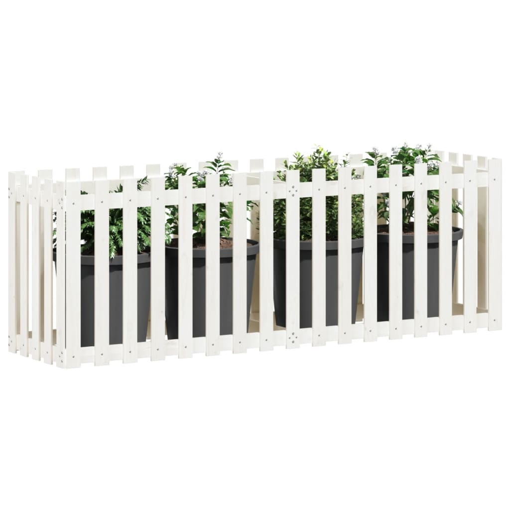 VidaXL Plantenbak verhoogd hekontwerp 200x50x70 cm grenenhout wit