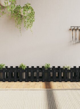 VidaXL Plantenbak verhoogd hekontwerp 200x30x30 cm grenenhout zwart
