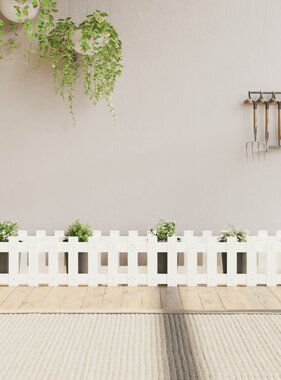 VidaXL Plantenbak verhoogd hekontwerp 200x30x30 cm grenenhout wit