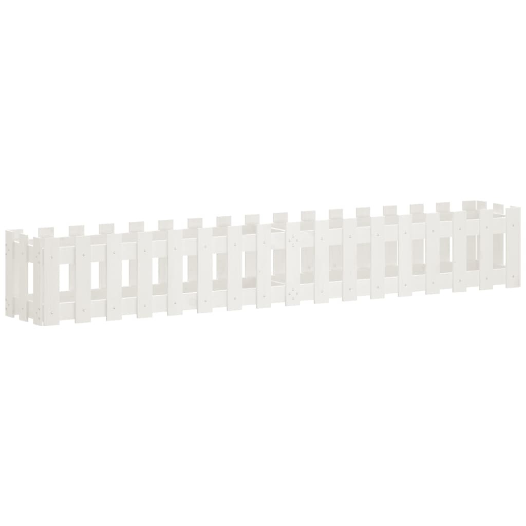 VidaXL Plantenbak verhoogd hekontwerp 200x30x30 cm grenenhout wit