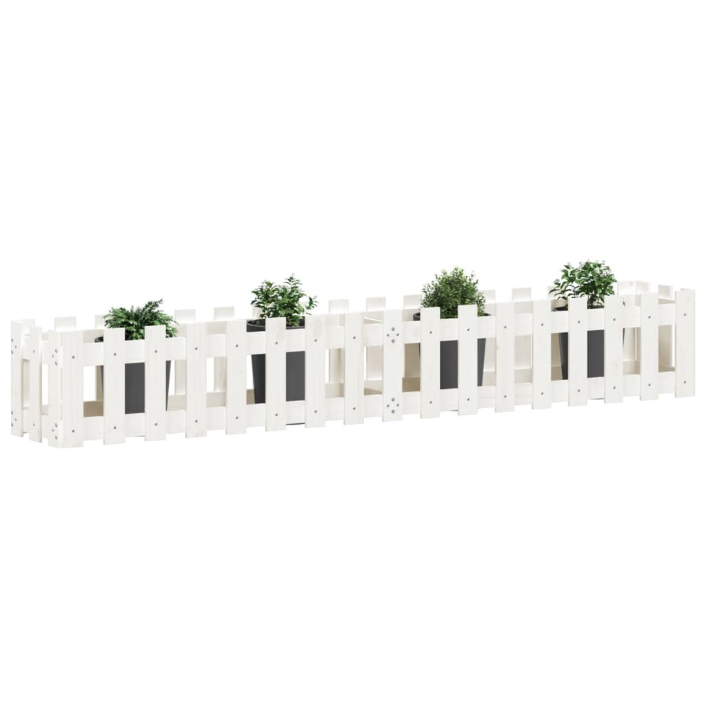 VidaXL Plantenbak verhoogd hekontwerp 200x30x30 cm grenenhout wit