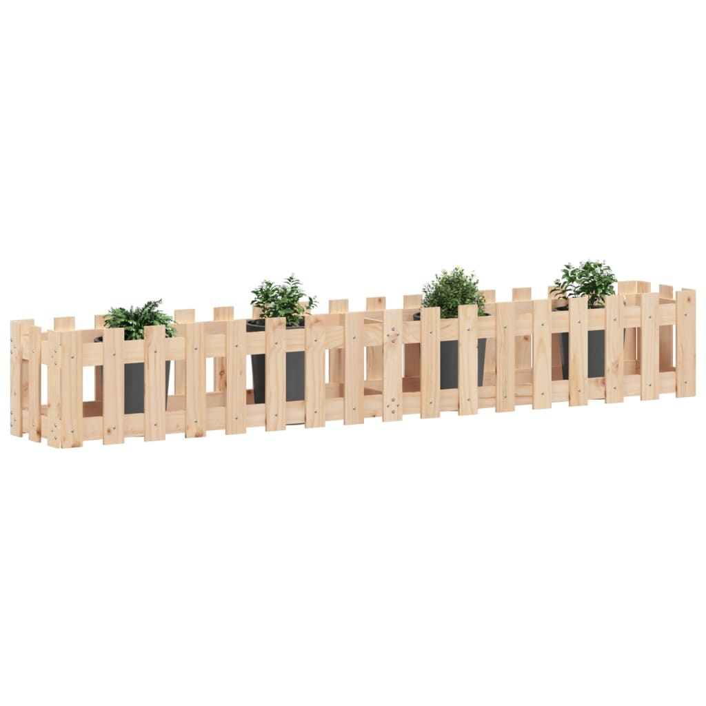VidaXL Plantenbak verhoogd met hekontwerp 200x30x30 cm grenenhout