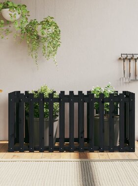 VidaXL Plantenbak verhoogd hekontwerp 150x50x70 cm grenenhout zwart