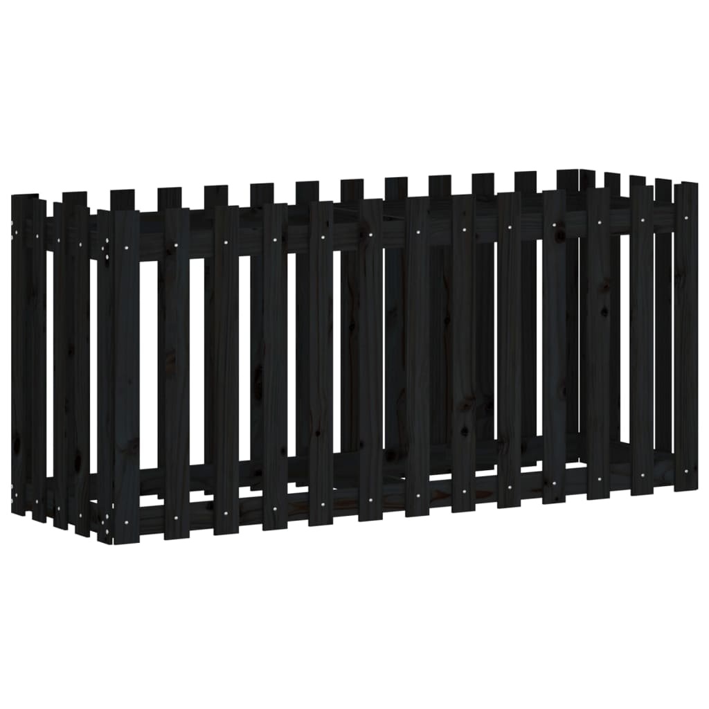 VidaXL Plantenbak verhoogd hekontwerp 150x50x70 cm grenenhout zwart