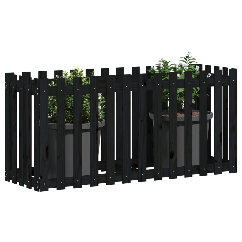 VidaXL Plantenbak verhoogd hekontwerp 150x50x70 cm grenenhout zwart