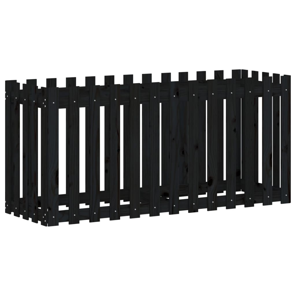 VidaXL Plantenbak verhoogd hekontwerp 150x50x70 cm grenenhout zwart