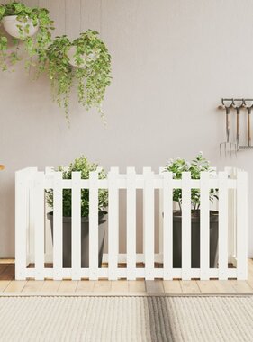 VidaXL Plantenbak verhoogd hekontwerp 150x50x70 cm grenenhout wit