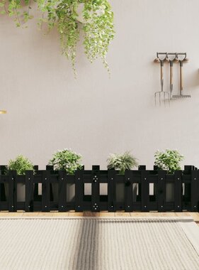 VidaXL Plantenbak verhoogd hekontwerp 150x30x30 cm grenenhout zwart