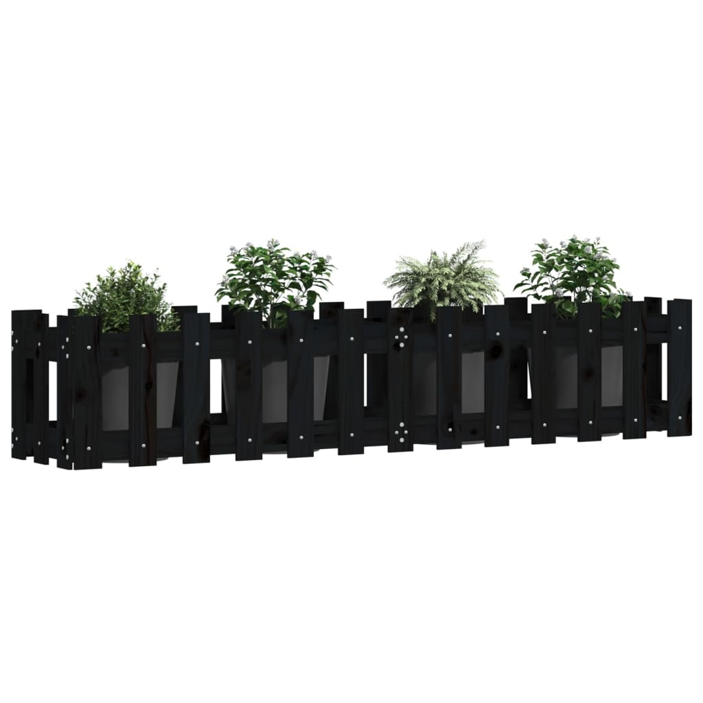VidaXL Plantenbak verhoogd hekontwerp 150x30x30 cm grenenhout zwart