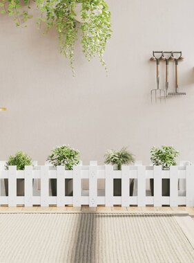 VidaXL Plantenbak verhoogd hekontwerp 150x30x30 cm grenenhout wit
