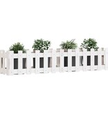 VidaXL Plantenbak verhoogd hekontwerp 150x30x30 cm grenenhout wit