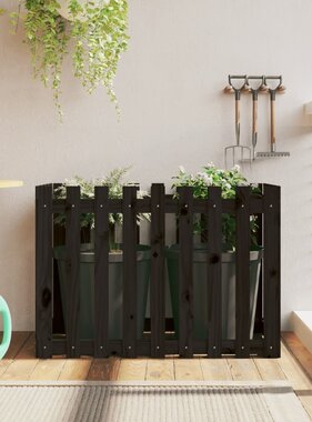 VidaXL Plantenbak verhoogd hekontwerp 100x50x70 cm grenenhout zwart