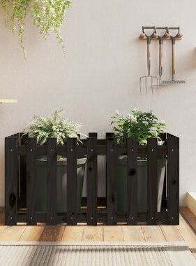 VidaXL Plantenbak verhoogd hekontwerp 100x50x50 cm grenenhout zwart