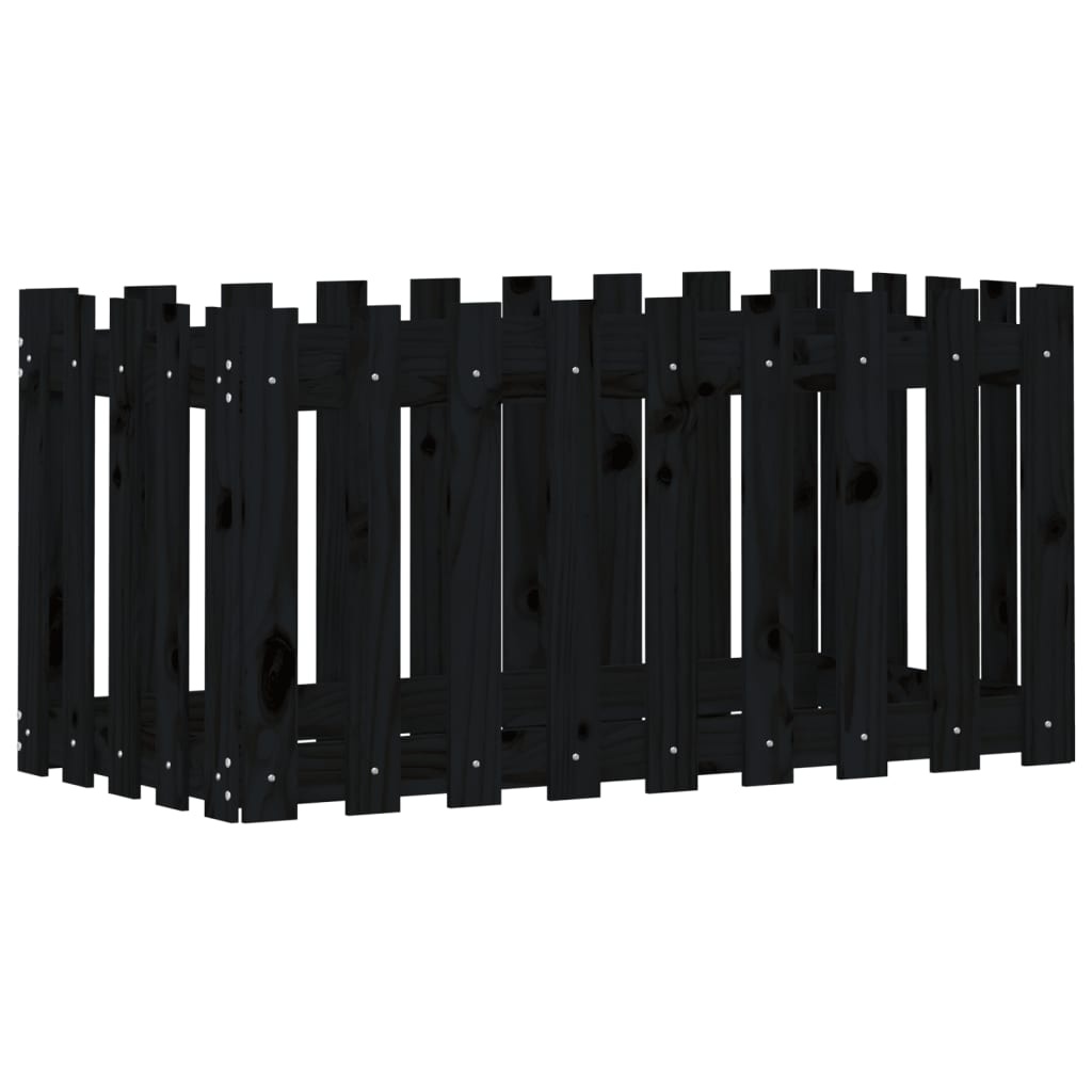 VidaXL Plantenbak verhoogd hekontwerp 100x50x50 cm grenenhout zwart