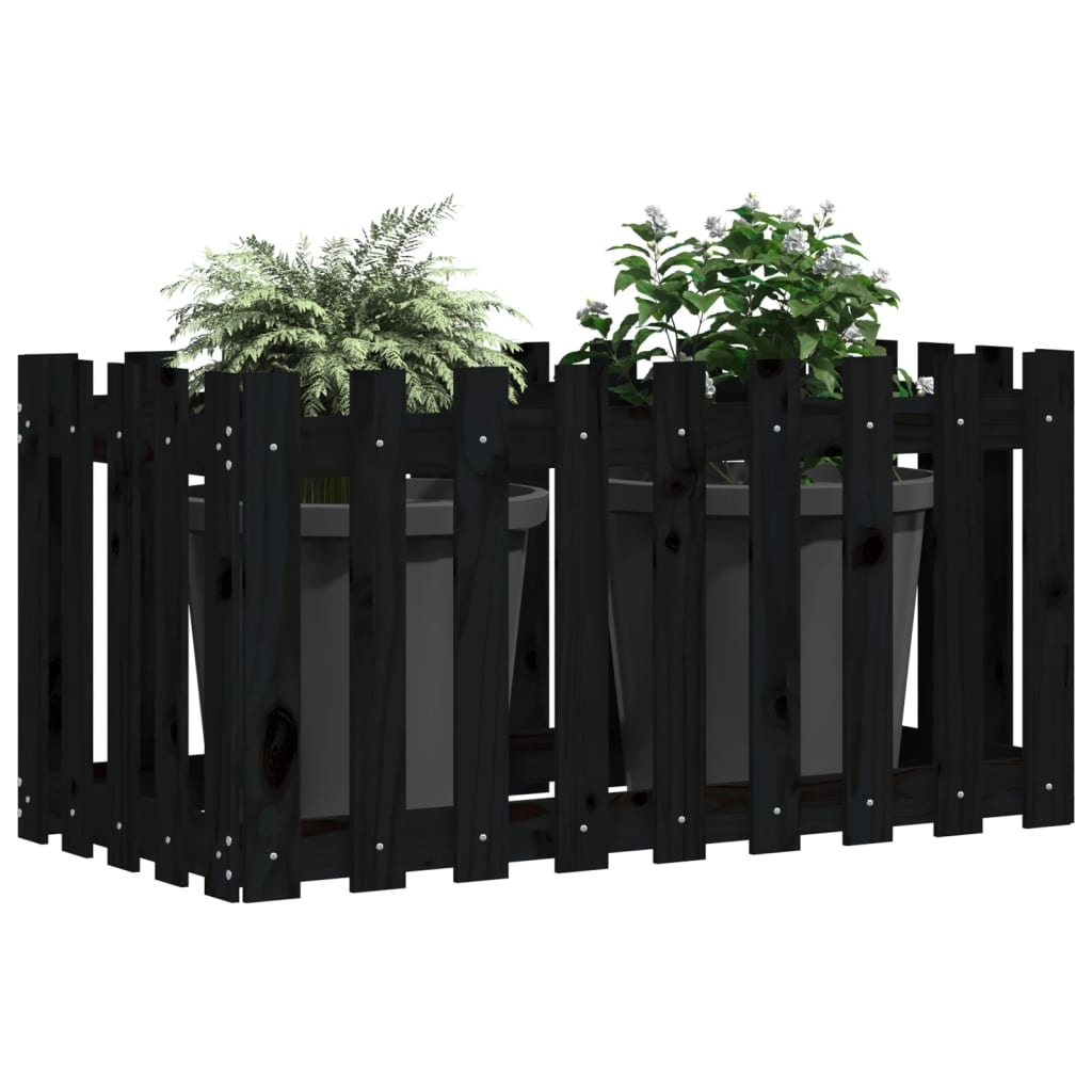 VidaXL Plantenbak verhoogd hekontwerp 100x50x50 cm grenenhout zwart
