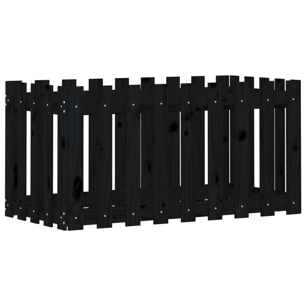 VidaXL Plantenbak verhoogd hekontwerp 100x50x50 cm grenenhout zwart