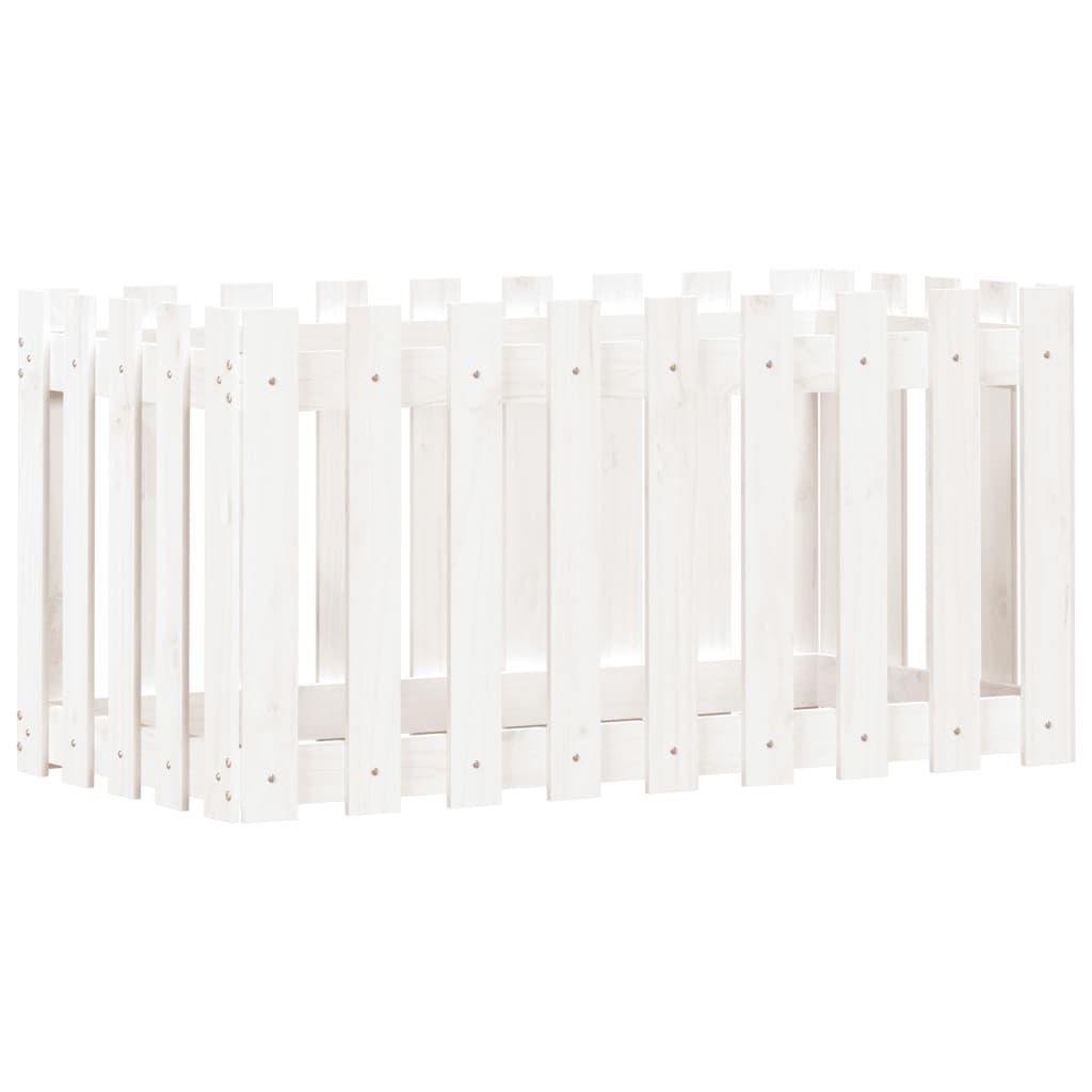 VidaXL Plantenbak verhoogd hekontwerp 100x50x50 cm grenenhout wit