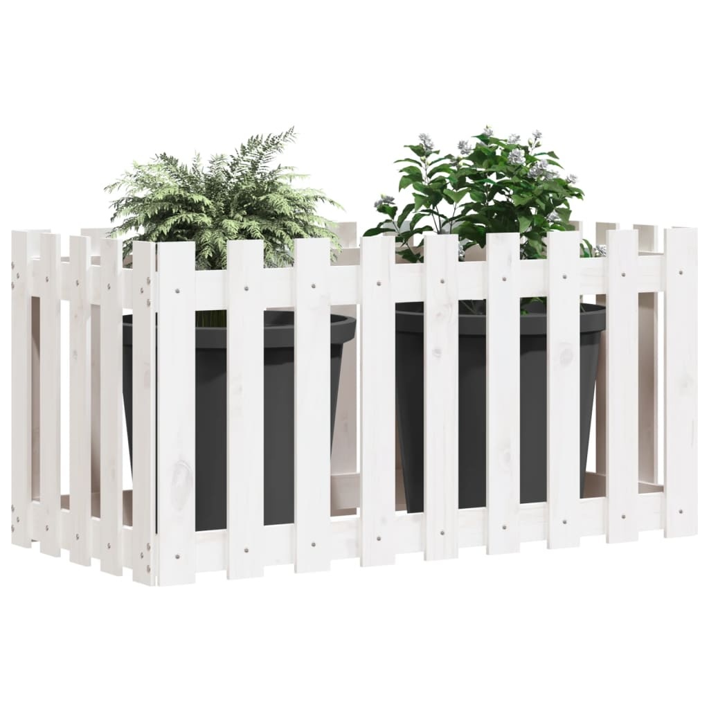 VidaXL Plantenbak verhoogd hekontwerp 100x50x50 cm grenenhout wit
