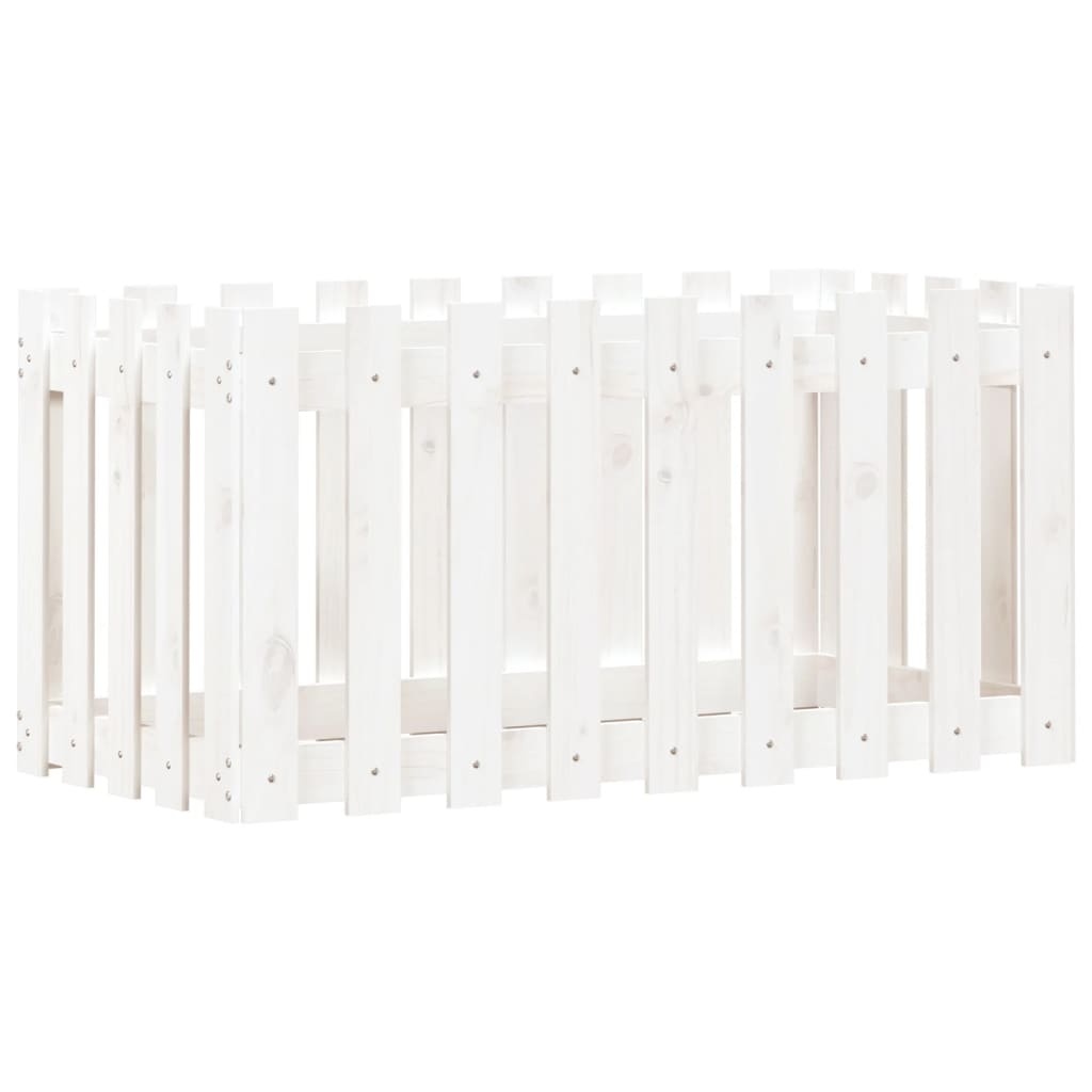 VidaXL Plantenbak verhoogd hekontwerp 100x50x50 cm grenenhout wit