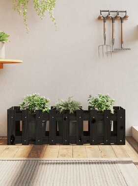 VidaXL Plantenbak verhoogd hekontwerp 100x30x30 cm grenenhout zwart